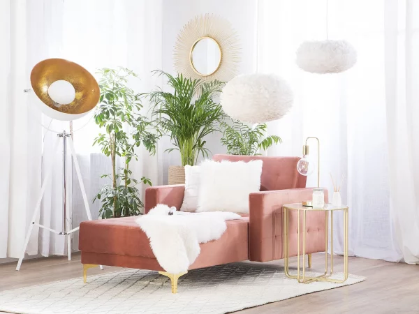 Chaiselongue ABERDEEN Samt Rosa CH