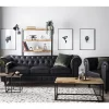 Conjunto de sala de estar de 4 lugares em pele sintética preta CHESTERFIELD