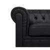 Conjunto de sala de estar de 4 lugares em pele sintética preta CHESTERFIELD