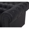 Conjunto de sala de estar de 4 lugares em pele sintética preta CHESTERFIELD