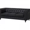 Conjunto de sala de estar de 4 lugares em pele sintética preta CHESTERFIELD