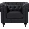 Conjunto de sala de estar de 4 lugares em pele sintética preta CHESTERFIELD