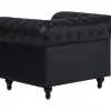 Conjunto de sala de estar de 4 lugares em pele sintética preta CHESTERFIELD
