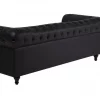Conjunto de sala de estar de 4 lugares em pele sintética preta CHESTERFIELD