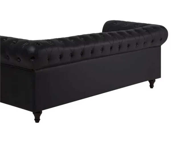 Conjunto de sala de estar de 4 lugares em pele sintética preta CHESTERFIELD