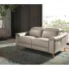 Sofá relaxante de 2 lugares em pele cinzenta taupe