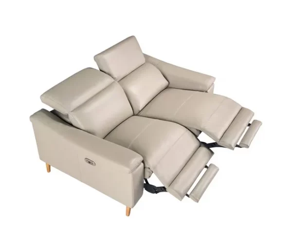 Sofá relaxante de 2 lugares em pele cinzenta taupe
