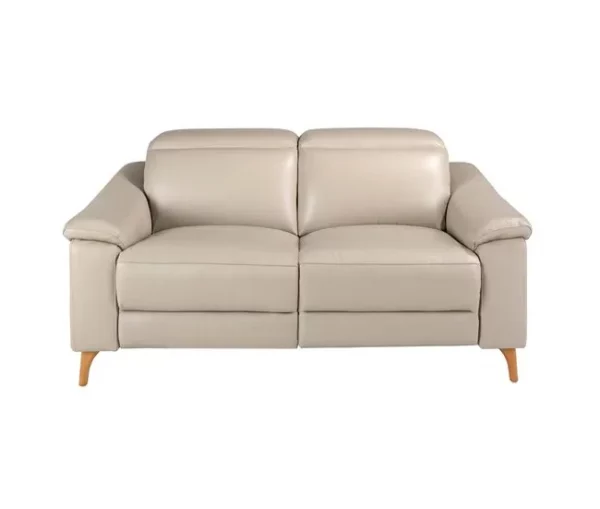 Sofá relaxante de 2 lugares em pele cinzenta taupe