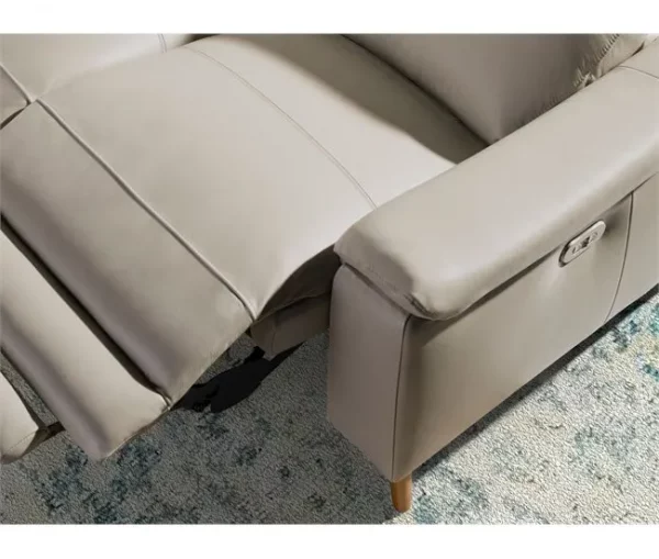 Sofá relaxante de 2 lugares em pele cinzenta taupe