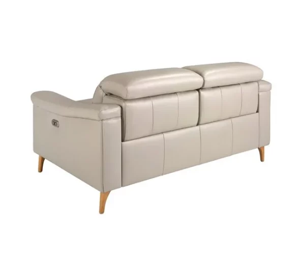Sofá relaxante de 2 lugares em pele cinzenta taupe
