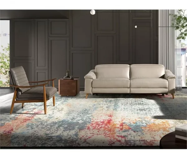 Sofá relaxante de 2 lugares em pele cinzenta taupe