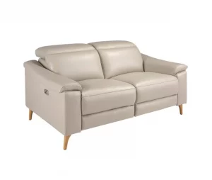 Sofá relaxante de 2 lugares em pele cinzenta taupe