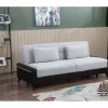 Sofá cama Dmaiett, sofá cama container 3 lugares em couro ecológico e tecido, sofá da sala em tecido acolchoado com abertura click-clac, 207x92h83 cm, Preto e Branco