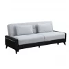 Sofá cama Dmaiett, sofá cama container 3 lugares em couro ecológico e tecido, sofá da sala em tecido acolchoado com abertura click-clac, 207x92h83 cm, Preto e Branco