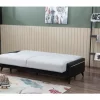 Sofá cama Dmaiett, sofá cama container 3 lugares em couro ecológico e tecido, sofá da sala em tecido acolchoado com abertura click-clac, 207x92h83 cm, Preto e Branco