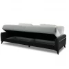 Sofá cama Dmaiett, sofá cama container 3 lugares em couro ecológico e tecido, sofá da sala em tecido acolchoado com abertura click-clac, 207x92h83 cm, Preto e Branco
