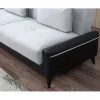Sofá cama Dmaiett, sofá cama container 3 lugares em couro ecológico e tecido, sofá da sala em tecido acolchoado com abertura click-clac, 207x92h83 cm, Preto e Branco