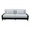 Sofá cama Dmaiett, sofá cama container 3 lugares em couro ecológico e tecido, sofá da sala em tecido acolchoado com abertura click-clac, 207x92h83 cm, Preto e Branco