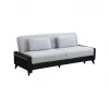 Sofá cama Dmaiett, sofá cama container 3 lugares em couro ecológico e tecido, sofá da sala em tecido acolchoado com abertura click-clac, 207x92h83 cm, Preto e Branco