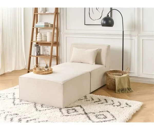 Chaise-longue em bombazine creme LEMVIG
