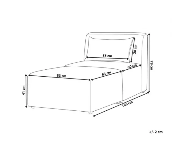 Chaise-longue em bombazine creme LEMVIG