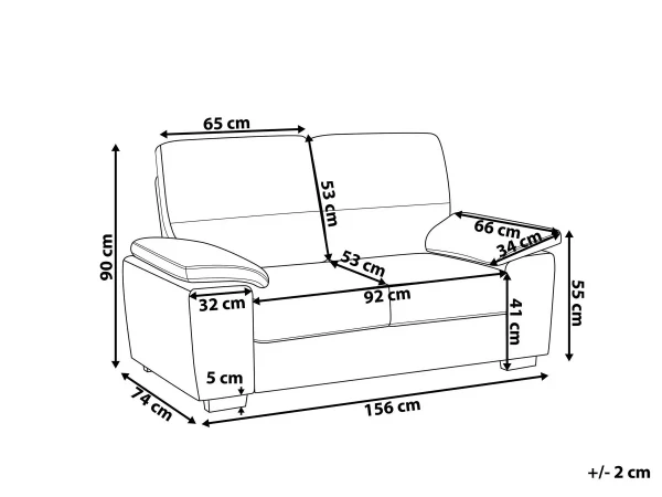 2 Seater Sofa, VOGAR, golden brown, DEF