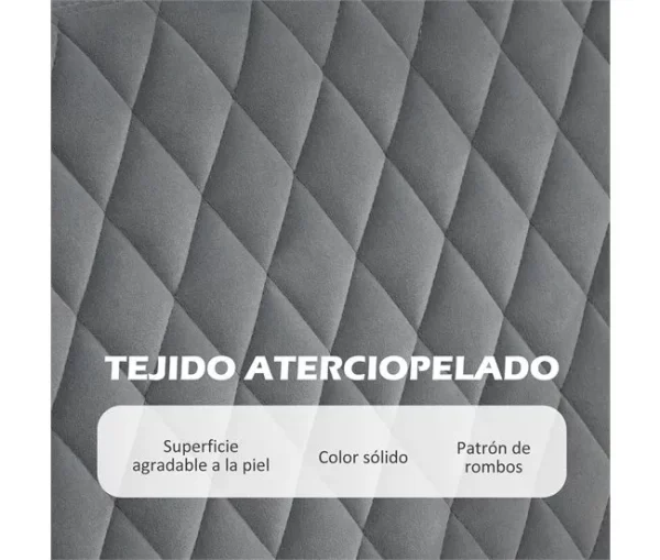 HOMCOM Sofá de 2 Lugares Estofado em Veludo Sofá Sala de Estar com 2 Almofadas Apoio para o Braço e Pés de Aço Dourado Sofá Pequeno Carga 240 kg para Dormitório Escritório 124x69x76 cm Cinza