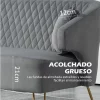 HOMCOM Sofá de 2 Lugares Estofado em Veludo Sofá Sala de Estar com 2 Almofadas Apoio para o Braço e Pés de Aço Dourado Sofá Pequeno Carga 240 kg para Dormitório Escritório 124x69x76 cm Cinza