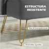 HOMCOM Sofá de 2 Lugares Estofado em Veludo Sofá Sala de Estar com 2 Almofadas Apoio para o Braço e Pés de Aço Dourado Sofá Pequeno Carga 240 kg para Dormitório Escritório 124x69x76 cm Cinza