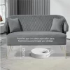 HOMCOM Sofá de 2 Lugares Estofado em Veludo Sofá Sala de Estar com 2 Almofadas Apoio para o Braço e Pés de Aço Dourado Sofá Pequeno Carga 240 kg para Dormitório Escritório 124x69x76 cm Cinza