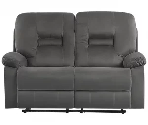 Sofá reclinável de 2 lugares veludo cinzento escuro com LED e entrada USB BERGEN
