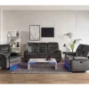 Sofá reclinável de 2 lugares veludo cinzento escuro com LED e entrada USB BERGEN