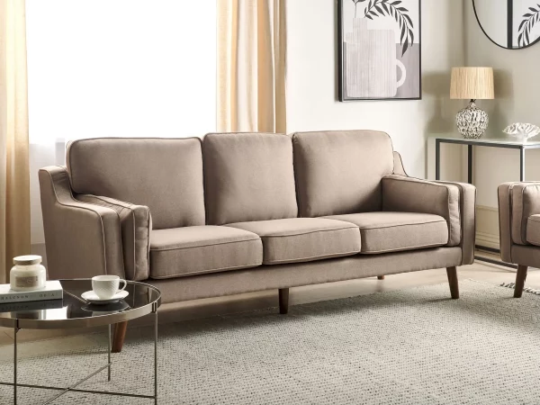 Sofa LOKKA, 3 sitzer brown fabric DEF