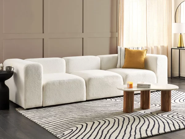 Sofa FALSTERBO 3 seater boucle white DEF