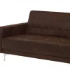 Sofá-cama de canto versão à esquerda de 4 lugares em pele sintética castanha ABERDEEN