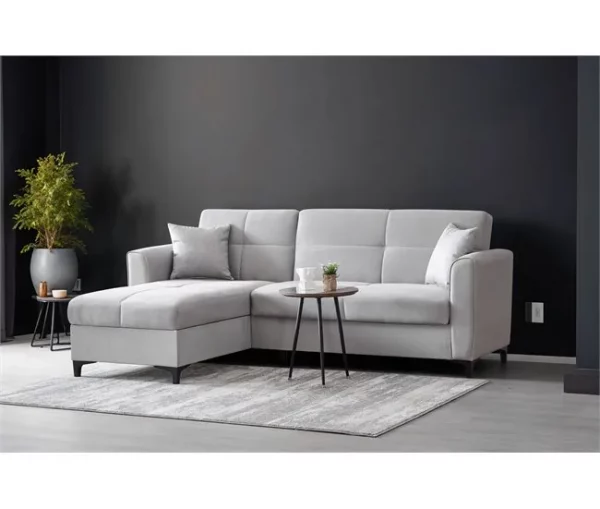 Chaise longue com cama TIAGO reversível 3 lugares cinza claro