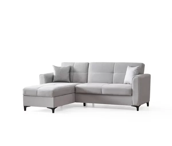 Chaise longue com cama TIAGO reversível 3 lugares cinza claro