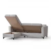 Chaise longue com cama TIAGO reversível 3 lugares cinza claro
