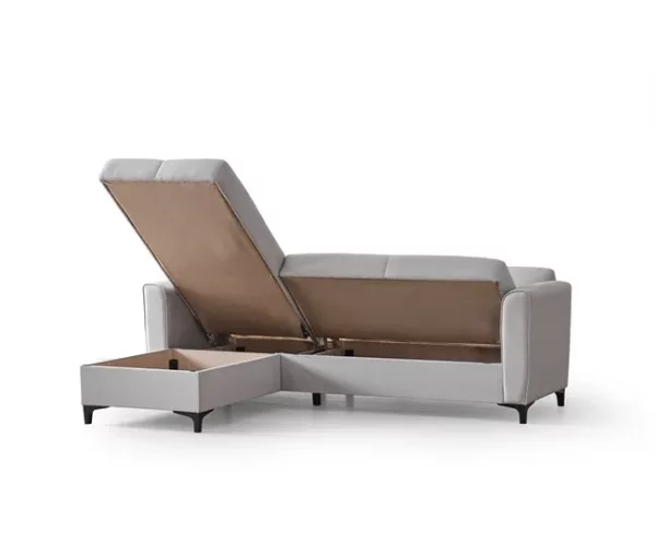 Chaise longue com cama TIAGO reversível 3 lugares cinza claro