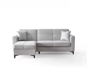 Chaise longue com cama TIAGO reversível 3 lugares cinza claro