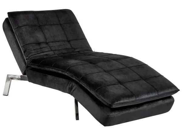 Velvet Chaise Lounge LOIRET Black DEF