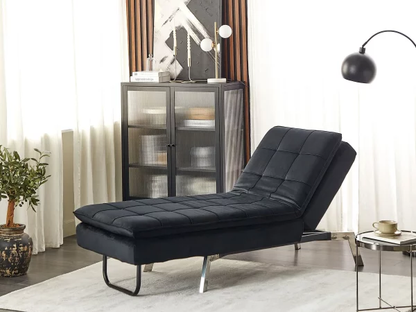 Velvet Chaise Lounge LOIRET Black DEF
