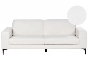 Sofá de 3 lugares em bouclé branco VADSTENA