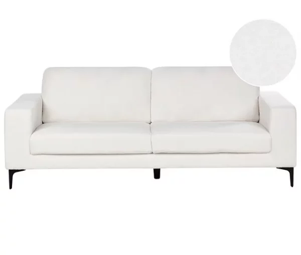 Sofá de 3 lugares em bouclé branco VADSTENA