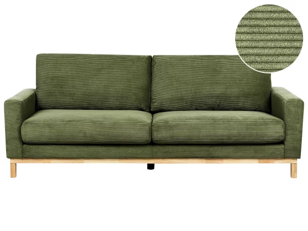 3 Seater Sofa Green Cord SIGGARD,DEF