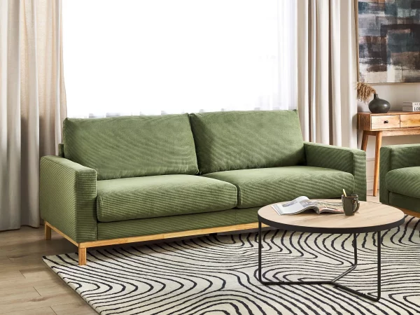 3 Seater Sofa Green Cord SIGGARD,DEF