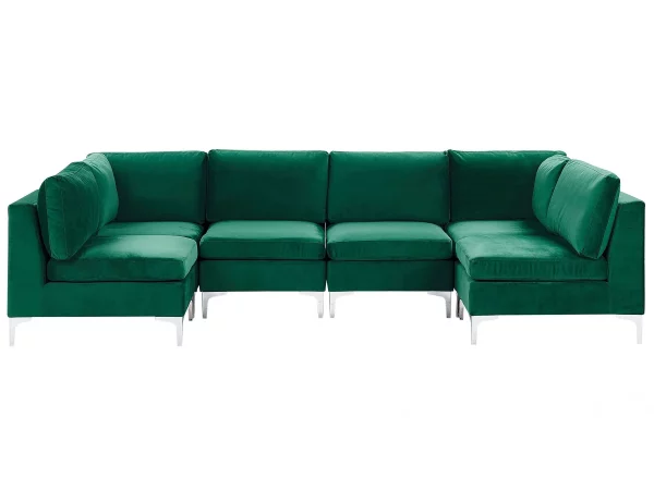 Sofa U-Form EVJA Samtstoff grün CH