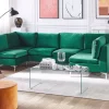Sofa U-Form EVJA Samtstoff grün CH
