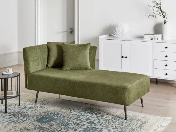 Chaise longue, RIOM, green, fabric, left DEF