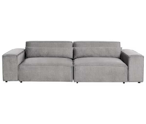 Sofá modular 2 lugares com repousa-pés em tecido cinzento HELLNAR